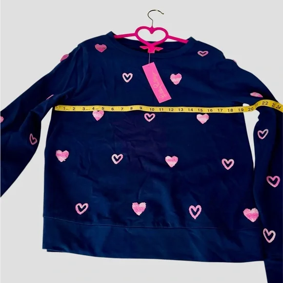 NWT Lilly Pulitzer Rami Long Sleeve Shirt–Navy Wild Heart Chenille Medium - Picture 11 of 15